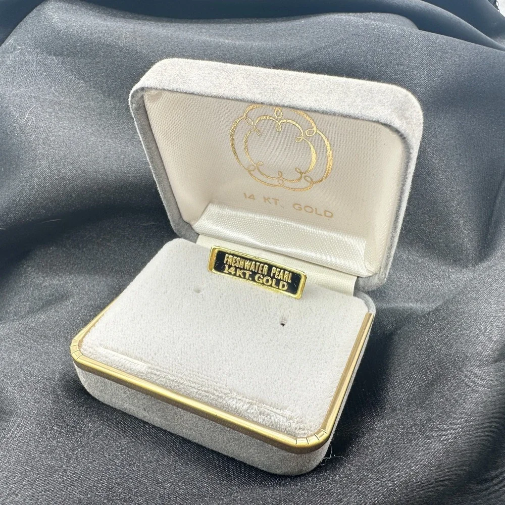 Vintage 90s Gray Velvet Box Gold Trim Hinged‎ Presentation Display Case Jewelry